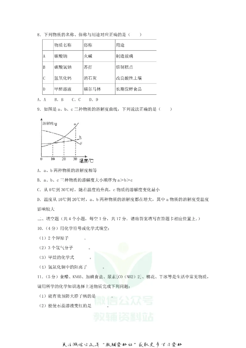 《2020贵州省铜仁市中考化学真题及答案_初高中资料库_初中资料库（转存避免链接过期失效）_初中化学》第2页预览