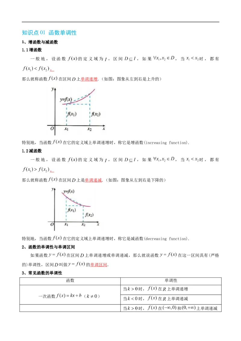 《专题3.2函数的单调性（高效培优讲义）数学人教B版2019必修第一册（解析版）_2027高中必刷题_必刷题2027_2027高一高二必刷题_数学_1.人教B版高中数学讲义必修一_2026版_第三章函数》第2页预览