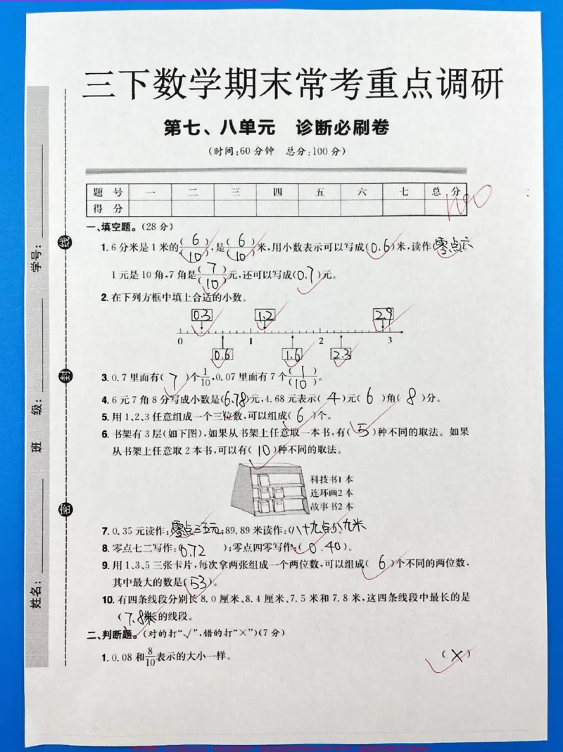《三年级数学下册期末常考重点调研卷。第七第八单元诊断必刷卷#三年级#三年级数学#三年级数学重点难点#家长收藏孩子受益#小学数学》第1页预览