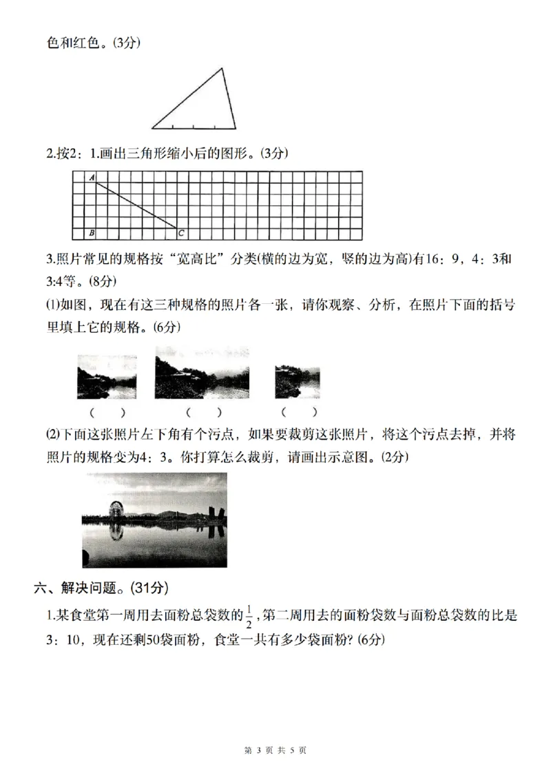 《数学2024-2025学年六年级上册第四单元综合测试卷（一）_6年级上册同步教辅_6上数学_六上数学人教版试卷》第3页预览