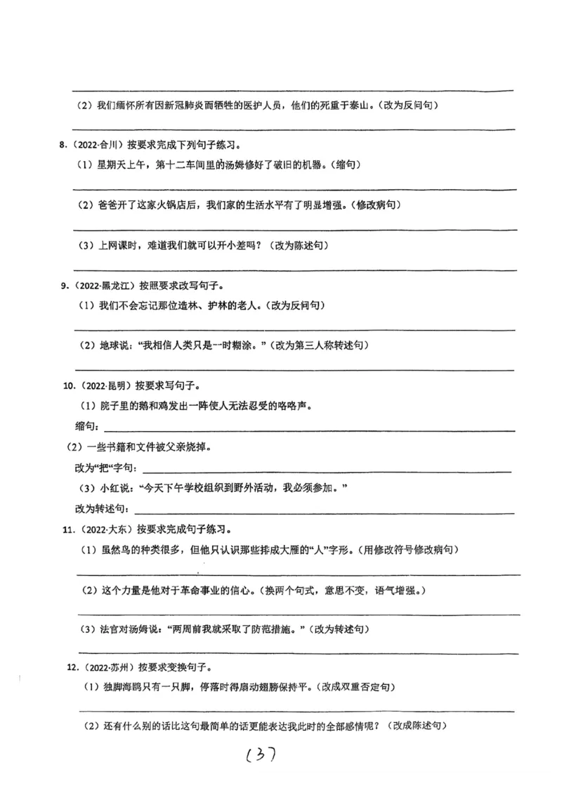 《小学语文六年级下册句子练习_6年级下册同步教辅_6下-语文_六下语文专项练习》第3页预览