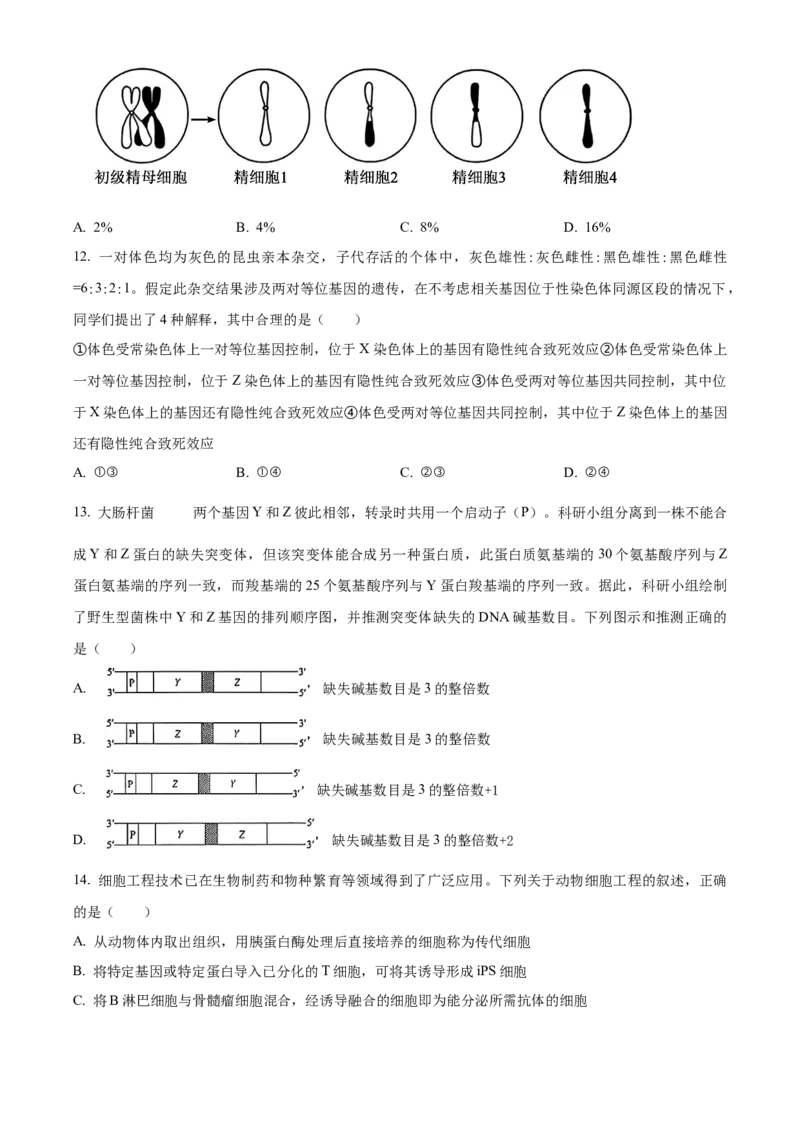 《2025高考安徽卷生物真题试卷（原卷版）(1)_高考一二三轮复习_生物_2027年高考生物专项_2008年-2026年生物高考真题-G427_2025年高考_2025年高考安徽卷生物高考真题解析（参考版）》第4页预览