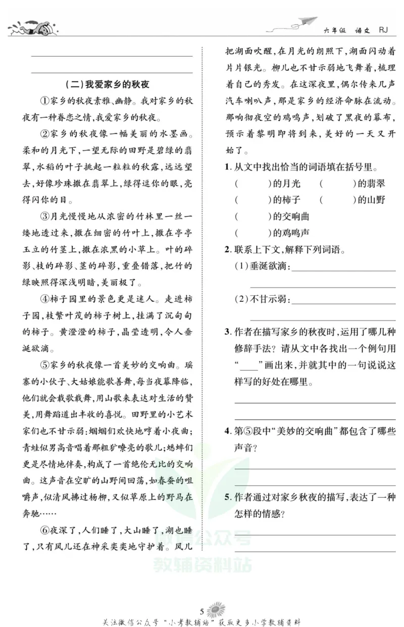 《假期特训·学期总复习六年级寒假语文部编版_07.小学语文、英语、数学专区_小学寒假教辅汇总_1~8年级假期特训·学期总复习_6年级》第8页预览