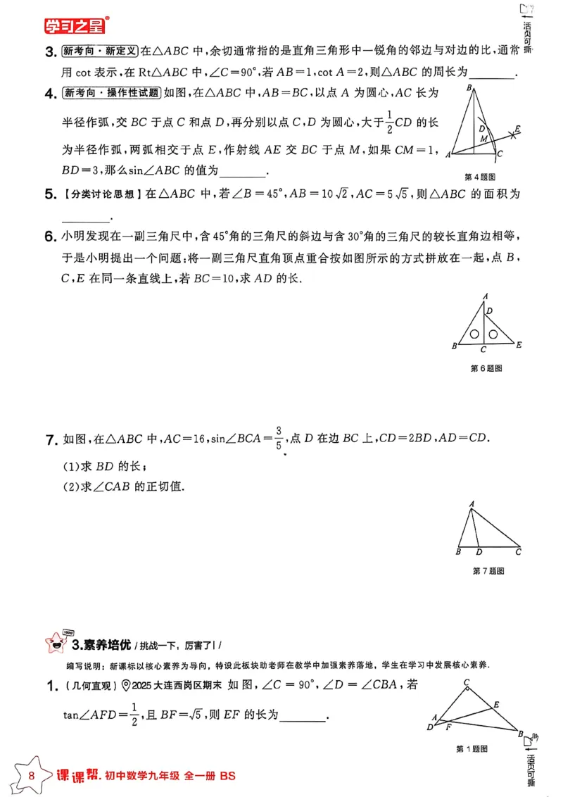 《九下BSD数学A4_2026秋初中教辅合集_2027学习之星_2027《学习之星•课课帮》9全数学（北师）》第10页预览