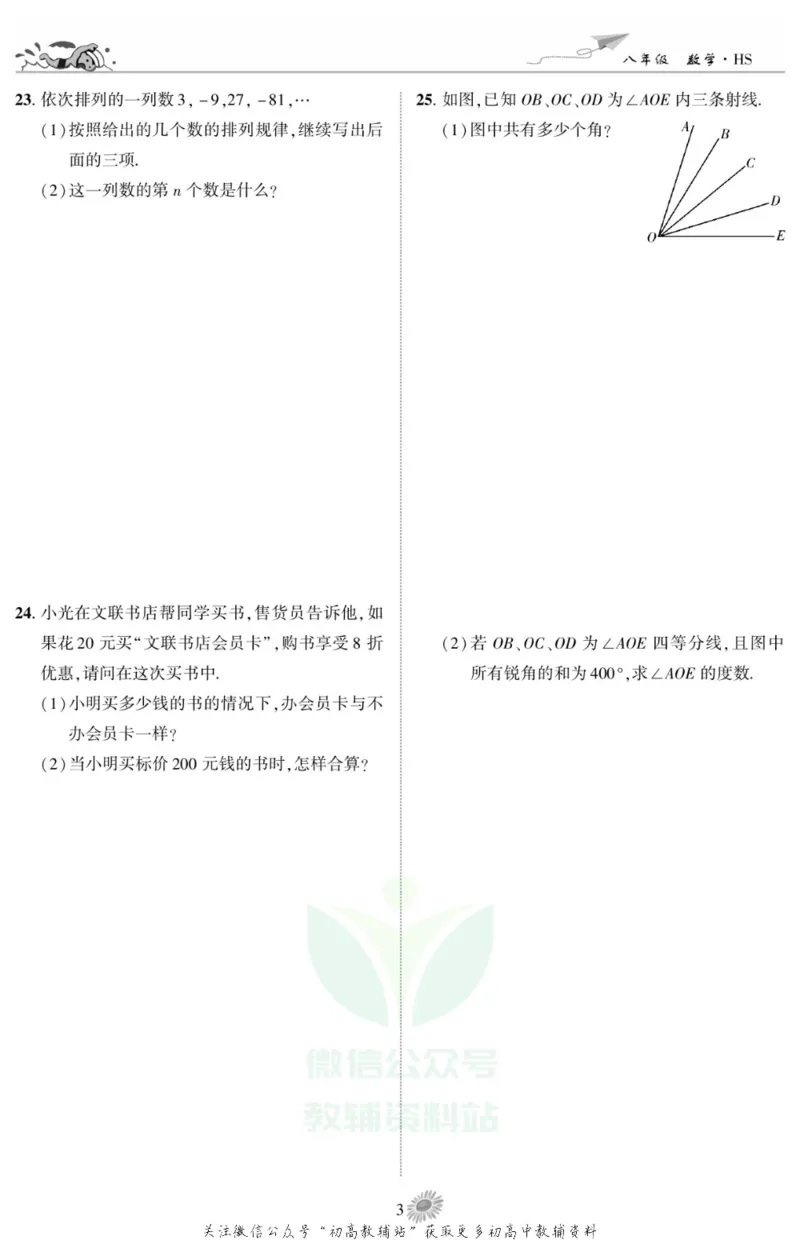 《假期特训·学期总复习八年级寒假数学华师版_07.小学语文、英语、数学专区_小学寒假教辅汇总_1~8年级假期特训·学期总复习_8年级》第5页预览