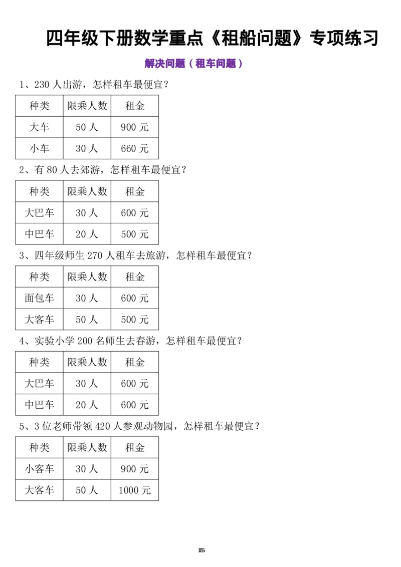 《四年级（下）数学租船问题_4年级下册同步教辅_四下数学_四下数学通用重点必背+专项》第2页预览