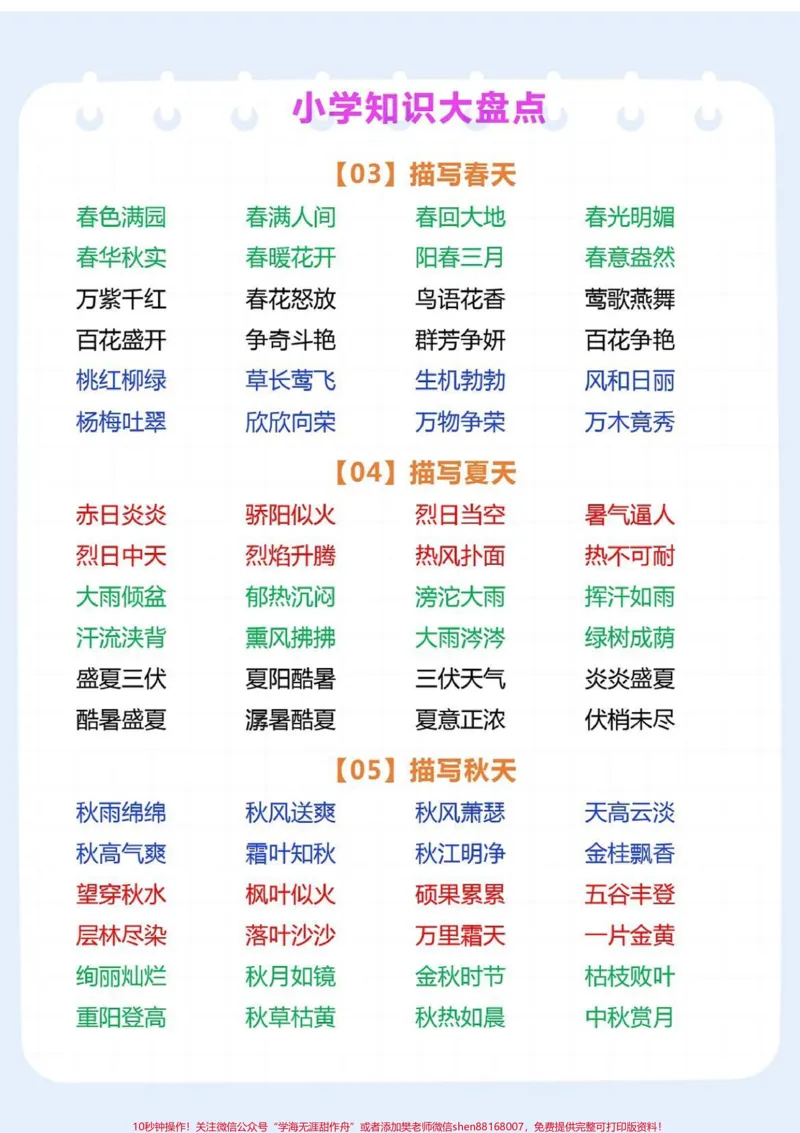 《一年级语文下册词语累积,四字词语。#一年级语文#一年级重点知识归纳#寒假充电计划#词语累积#词语搭配填动词》第2页预览