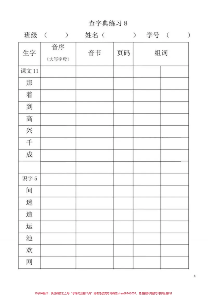 《一年级小朋友必须掌握的查字典练习。下册课本用了三个单元的语文园地来铺垫、学习、巩固，足以证明这一块儿知识是重点，也是难点，必须要熟练掌握！音序查字要记牢，先把大写字母找；字母下面找音节，看看它在第几页。#一年级#一年级语文#音序查字法#一年级重点知识归纳#查字典》第8页预览