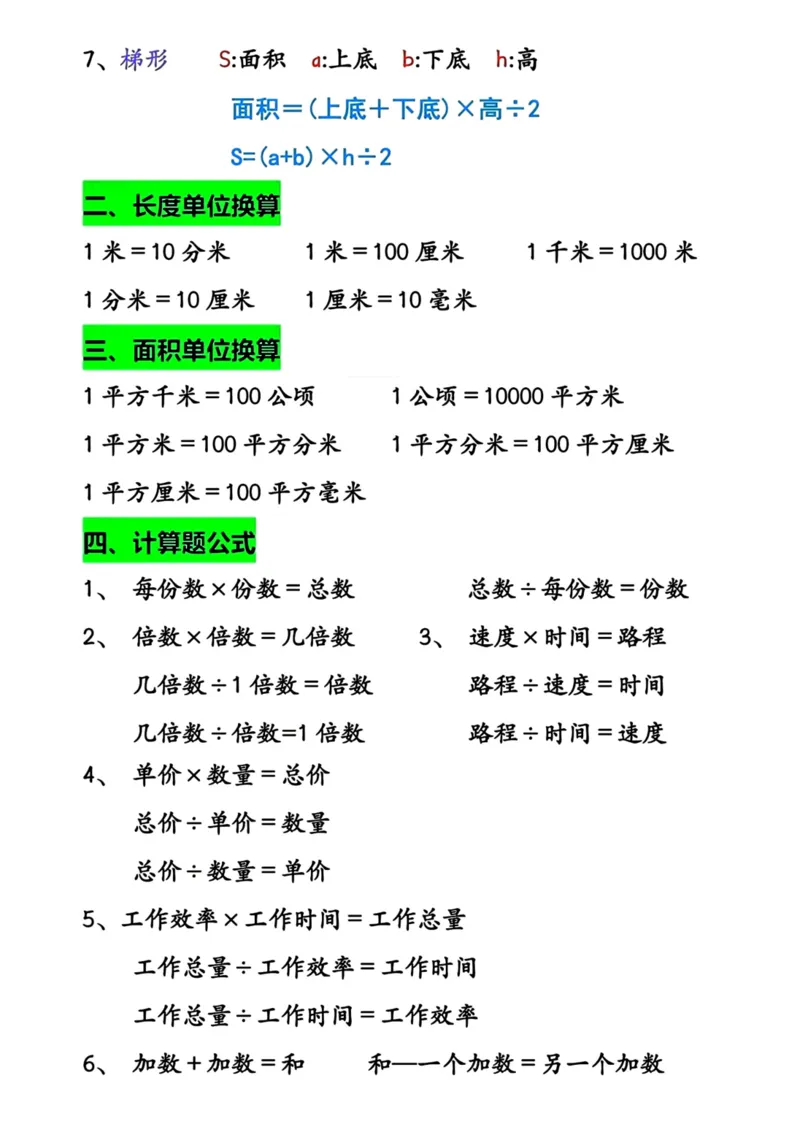 《四（上）数学（通用版）必背公式_4年级上册同步教辅_4上数学_四上数学通用重点必背＋专项》第2页预览