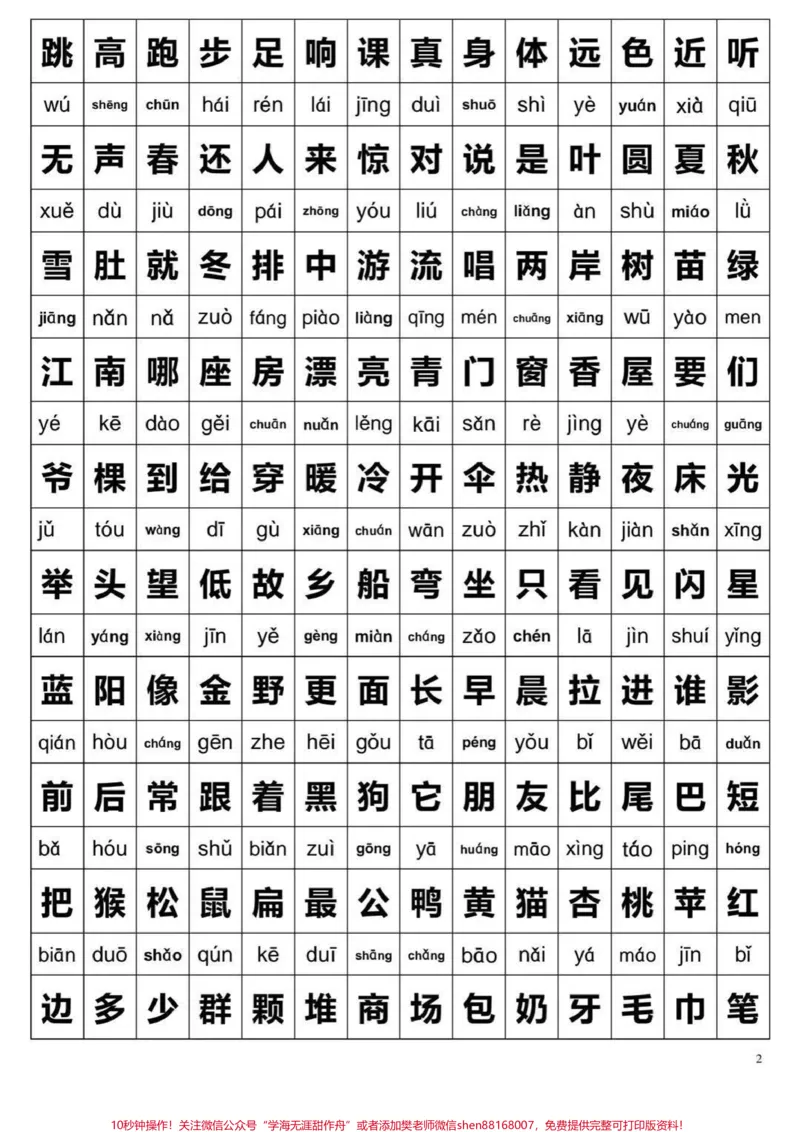 《一年级上册语文生字表及偏旁部首，九月份升一年级必备#一年级新生#一年级#学习资料#家长收藏孩子受益》第2页预览
