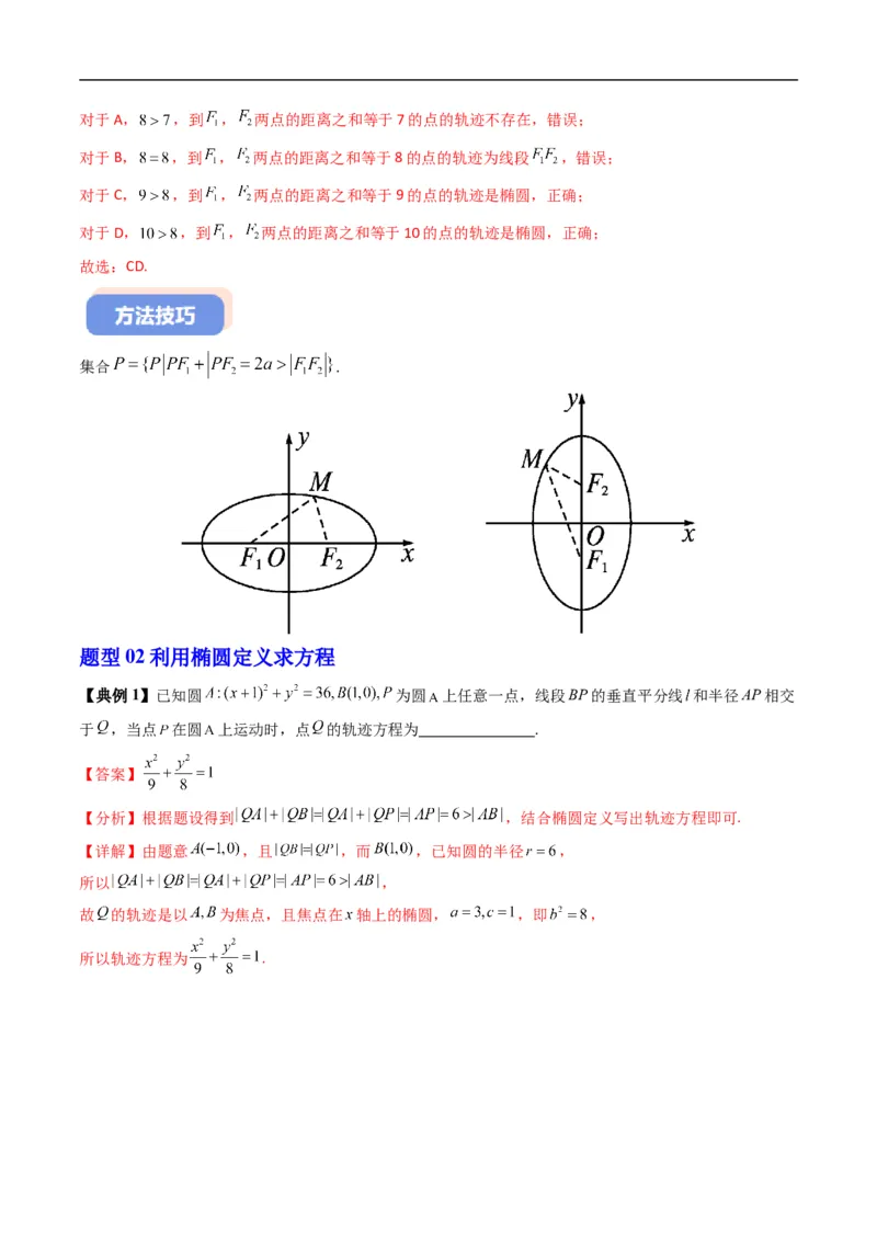 《专题2.11椭圆的标准方程（高效培优讲义）数学人教B版2019选择性必修第一册（解析版）_2027高中必刷题_必刷题2027_2027高一高二必刷题_数学_5.人教B版高中数学讲义选择性必修一_2026版》第6页预览
