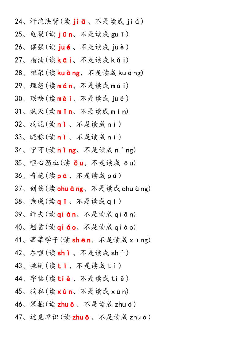《小学六年级常考易读错的字_6年级上册同步教辅_6上语文_六上语文重点必背资料》第2页预览