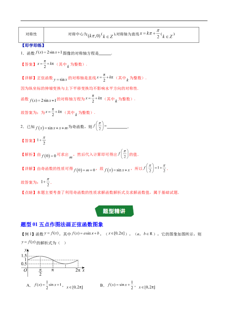 《专题7.3.1正弦函数的性质与图象（高效培优讲义）（解析版）_2027高中必刷题_必刷题2027_2027高一高二必刷题_数学_YZ-133-高中数学同步精讲B版高一二三基础+培优讲义+专题练习word版电子》第4页预览