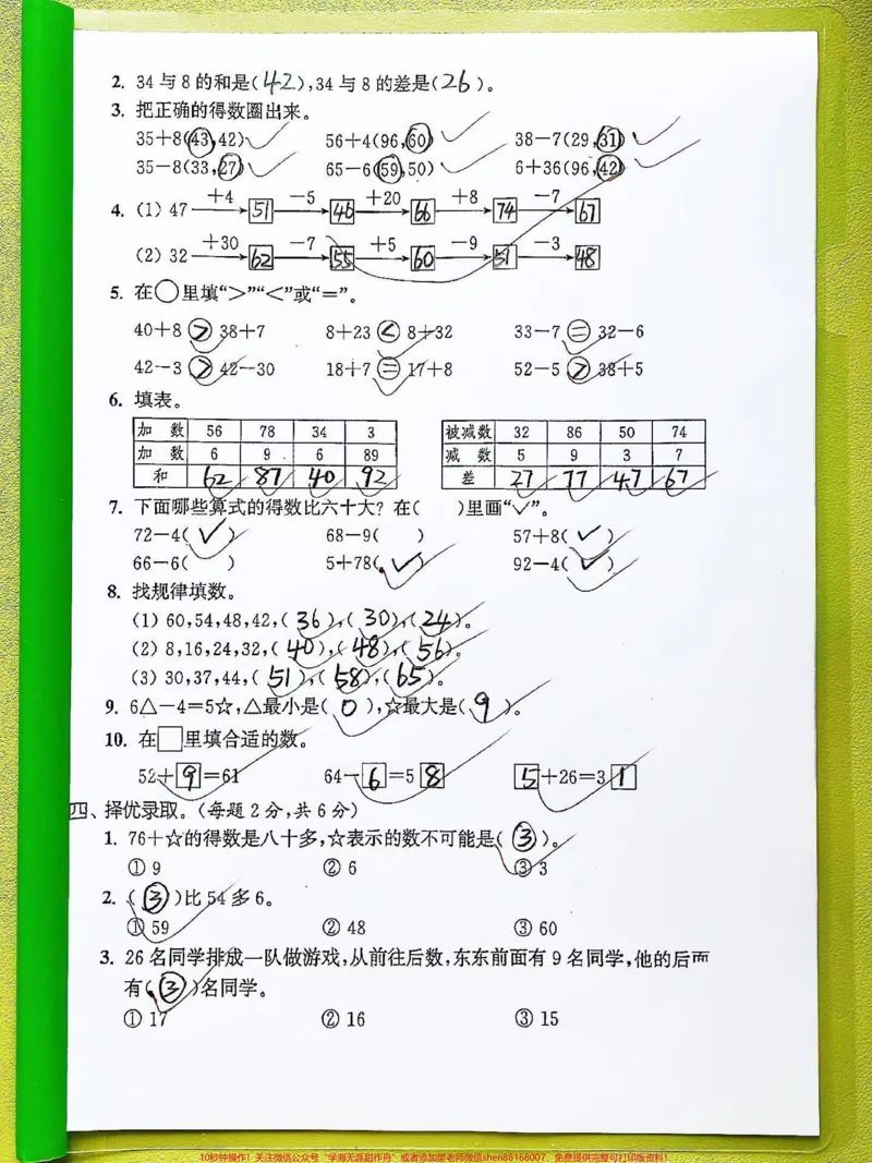 《一年级数学下册期末必考重点难点专项卷。一年级数学下册期末必考重点难点专项卷进位退位减法加法空白版可打印家长收藏，#期末复习#一年级数学易错题汇总#必刷题#易错题#单元测试卷》第2页预览