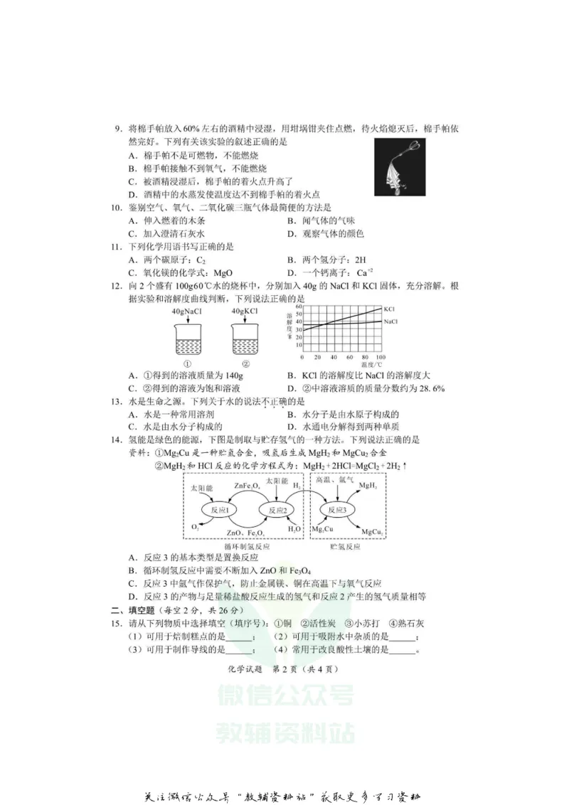 《2020海南省文昌市中考化学试题及答案_初高中资料库_初中资料库（转存避免链接过期失效）_初中化学》第2页预览