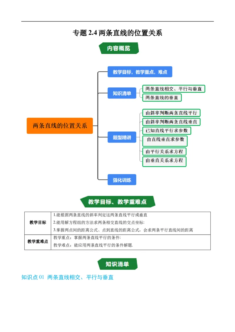 《专题2.4两条直线的位置关系（高效培优讲义）（解析版）_2027高中必刷题_必刷题2027_2027高一高二必刷题_数学_YZ-133-高中数学同步精讲B版高一二三基础+培优讲义+专题练习word版电子_2026版》第1页预览