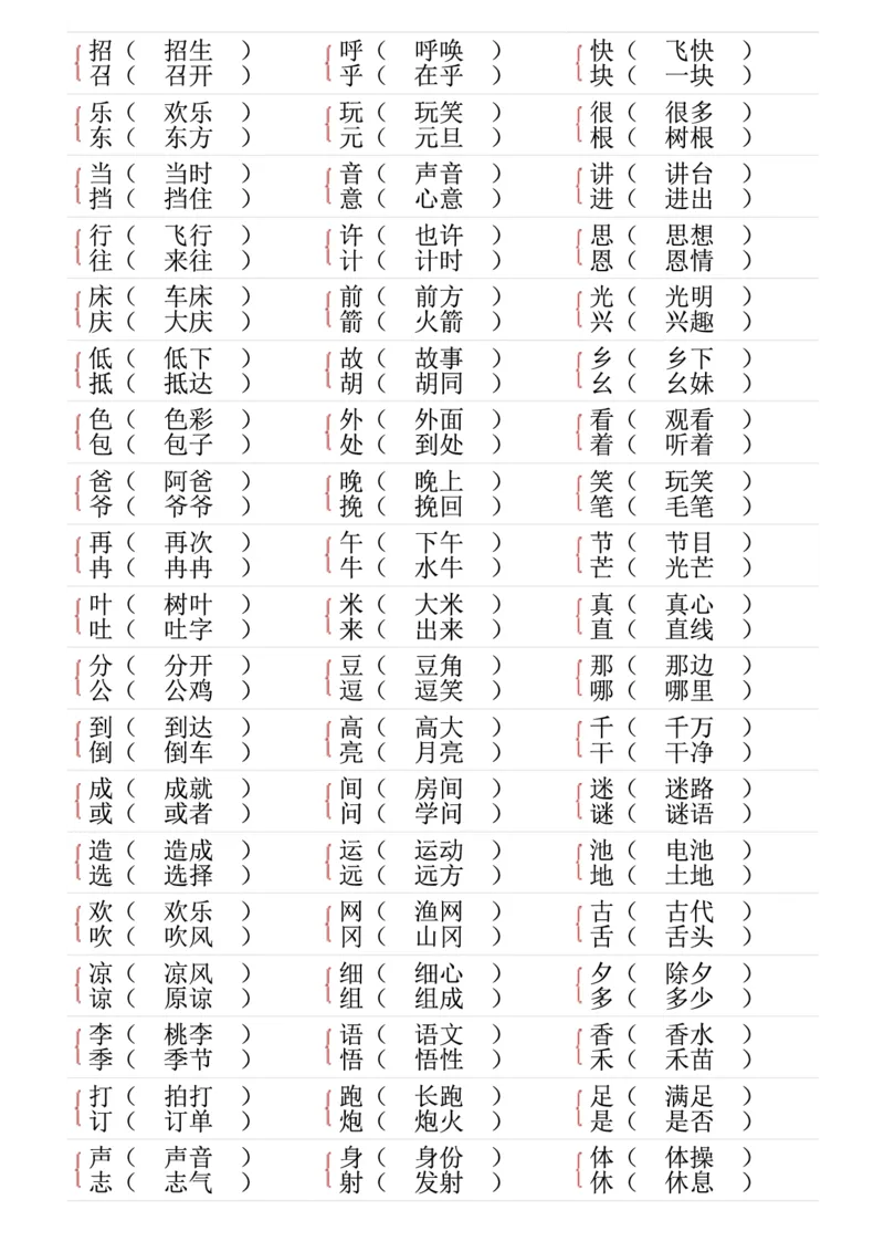 《形近字专项练习一下语文(2)_1年级下册同步教辅_1下-语文_一下语文-专项练习》第6页预览
