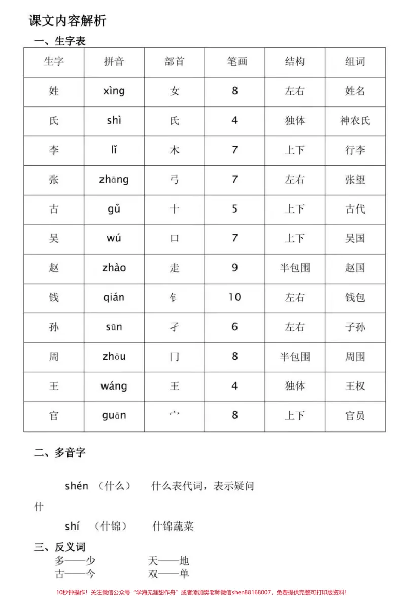 《部编一年级下语文全册生字预习表（拼音+部首+笔画+结构+组词）#家长收藏孩子受益#一年级#学习资料分享》第2页预览