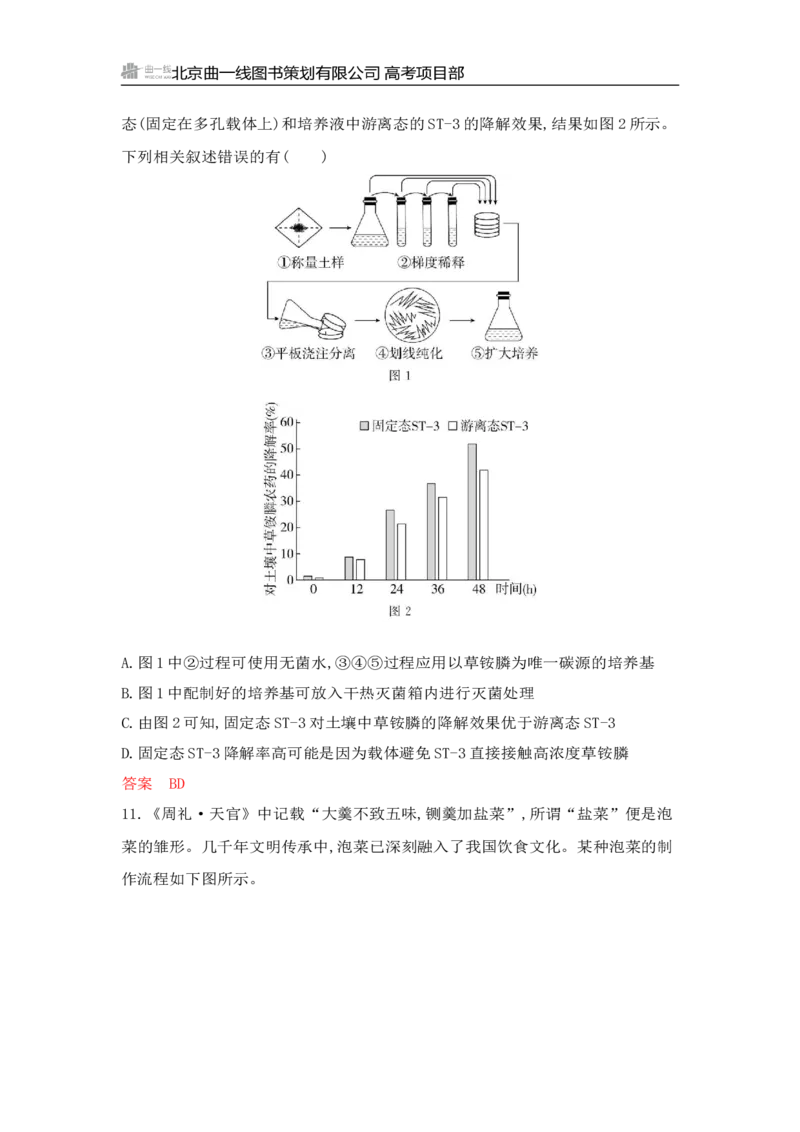 《1_专题过关检测练Word-第22章　发酵工程_2026版教学资源包_202653高考总复习A版_山东版_2026版.山东版.选考总复习.生物.5·3A版_第5部分生物技术与工程_第22章发酵工程_6_专题检测》第5页预览