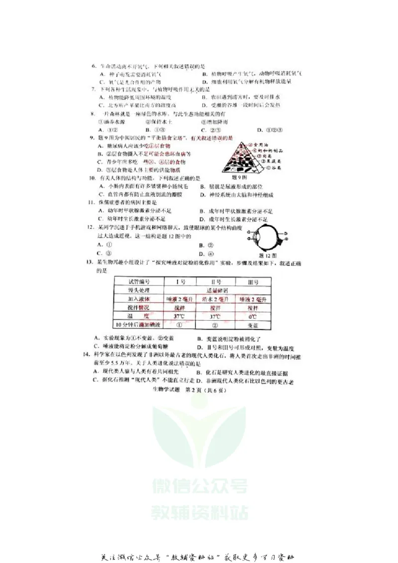《2020广东梅州中考生物真题及答案_初高中资料库_初中资料库（转存避免链接过期失效）_初中生物》第2页预览