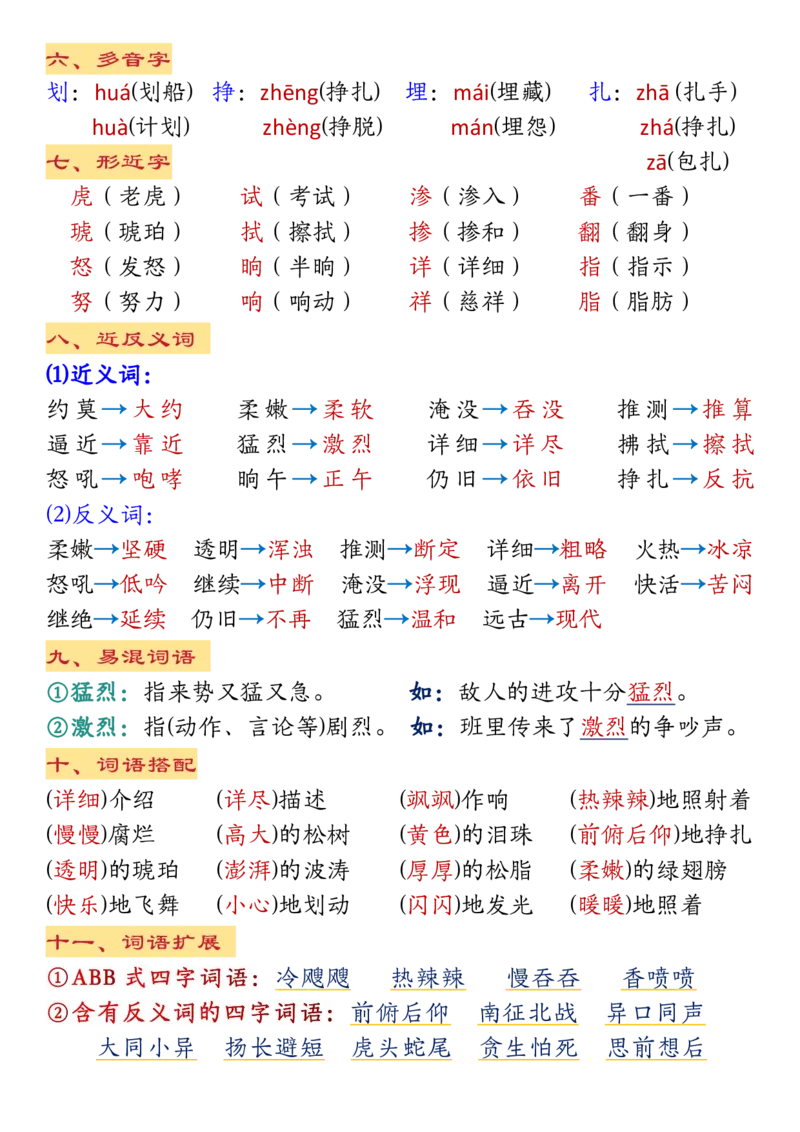 《四年级（下）语文第2单元要点总结_4年级下册同步教辅_四下语文_四下语文知识点总结》第2页预览