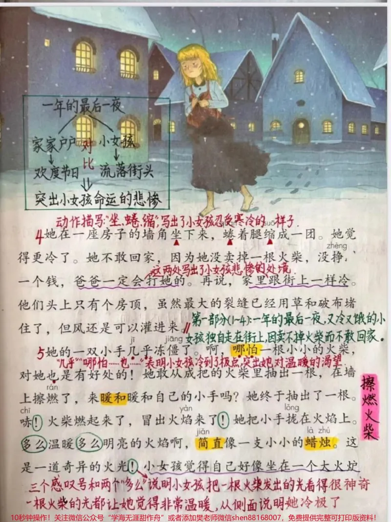《三年级上册语文8.卖火柴的小女孩课堂笔记。三年级语文第8课《卖火柴的小女孩》手写课堂笔记，非常详细的知识点总结，需要的家长替孩子收藏哦！#三年级上册语文#课文笔记#知识点总结#三年级语文重点归纳#学霸秘籍》第2页预览