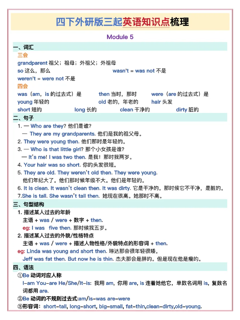 《四年级（下）英语知识点梳理《外研》_4年级下册同步教辅_四下英语_四下英语外研版资料》第6页预览