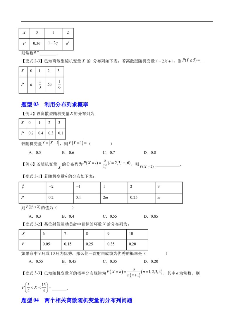 《专题4.2.1随机变量及其与事件的联系&专题4.2.2离散型随机变量的分布列（高效培优讲义）（原卷版）_2027高中必刷题_必刷题2027_2027高一高二必刷题_数学_6.人教B版高中数学讲义选择性必修二》第5页预览