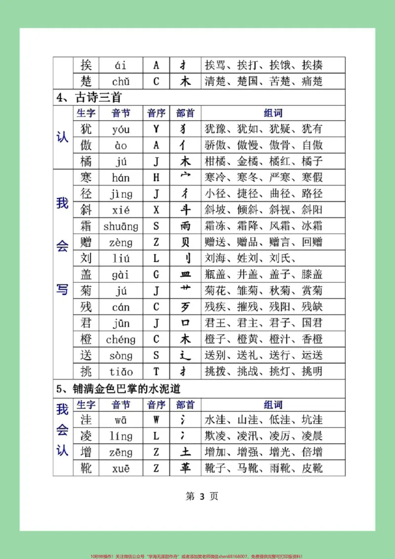 《#每天学习一点点#必考考点#三年级语文#生字家长为孩子保存学习，同款练字帖⬇️可下单》第4页预览