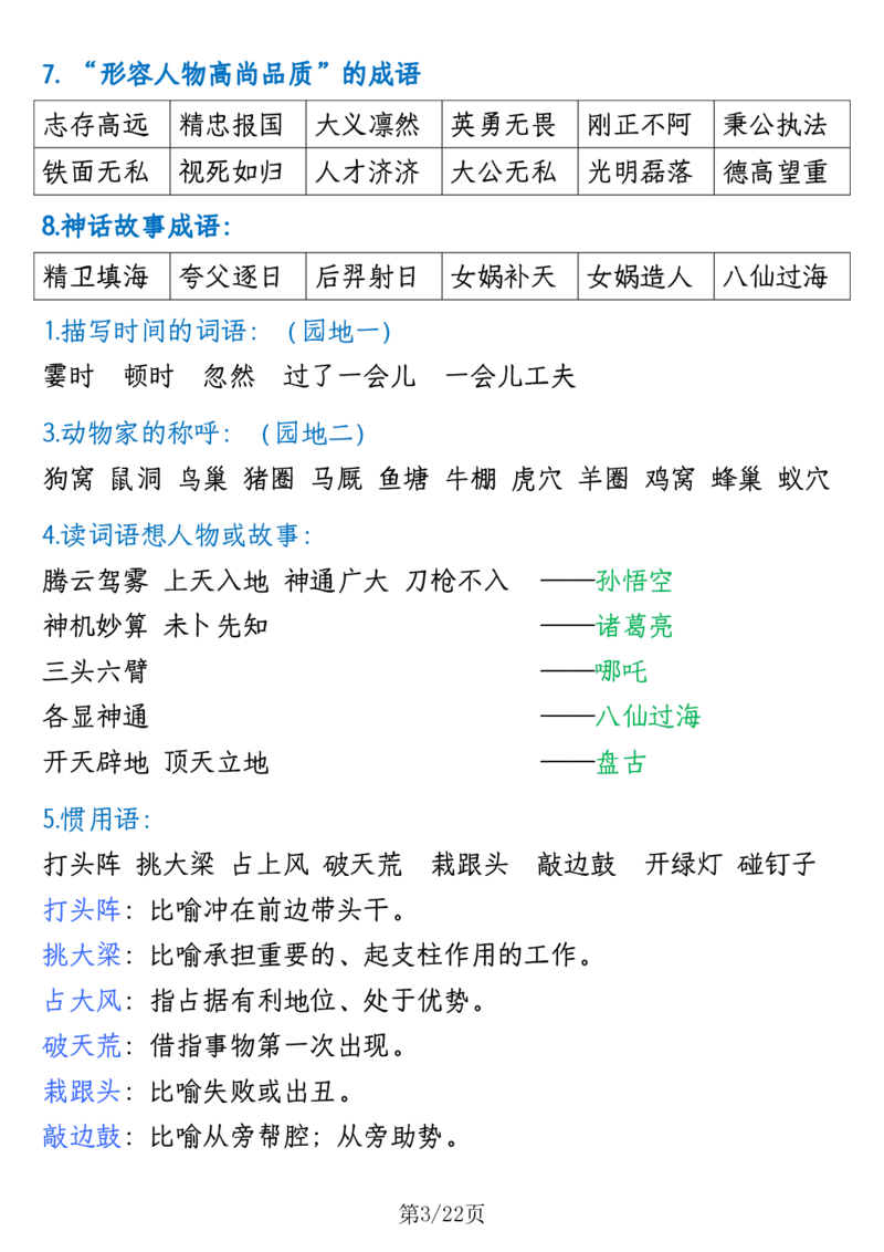《四（上）语文期末复习-全册高频知识点归纳_4年级上册同步教辅_4上-语文》第3页预览