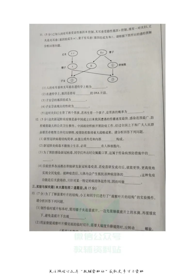 《2020甘肃平凉中考生物真题及答案_初高中资料库_初中资料库（转存避免链接过期失效）_初中生物》第3页预览