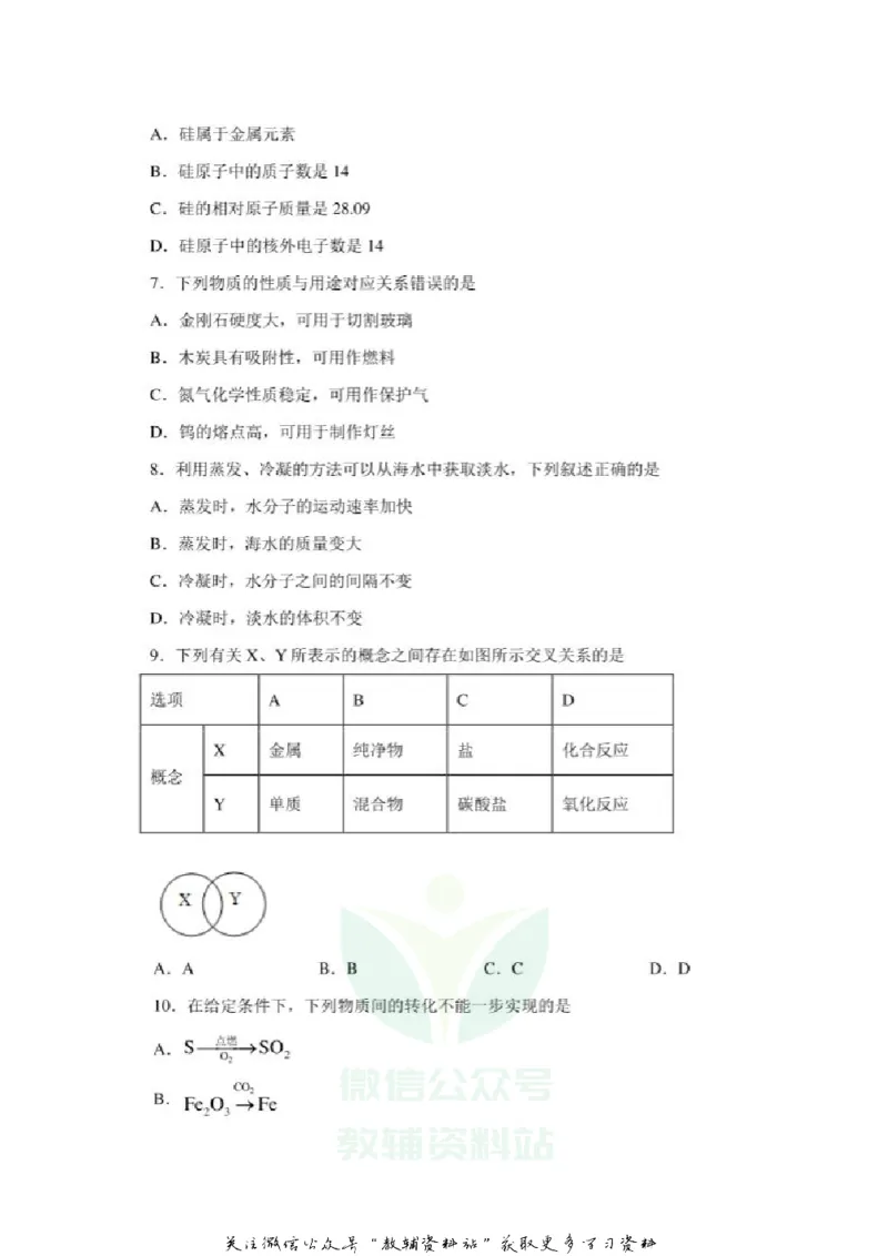 《2020江苏无锡中考化学真题及答案_初高中资料库_初中资料库（转存避免链接过期失效）_初中化学》第2页预览