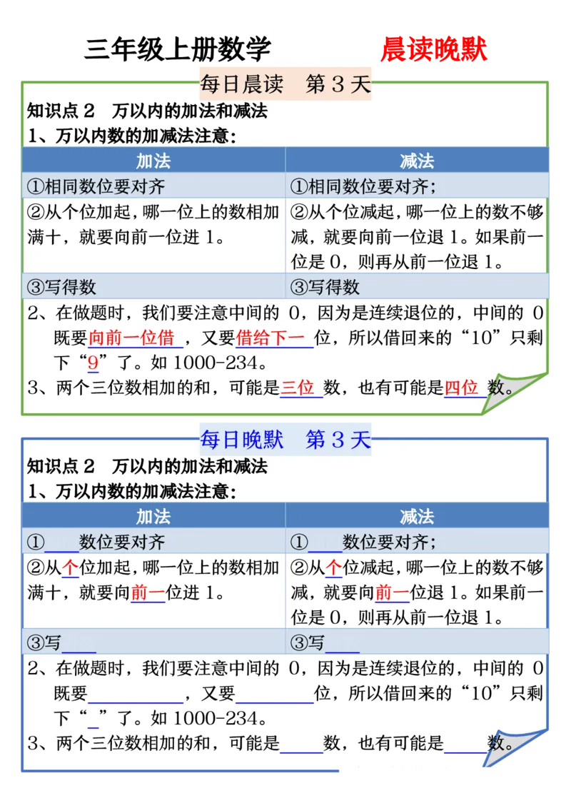《早读晚默三上数学_3年级上册同步教辅合集_3上-数学_三上数学-专项练习》第3页预览