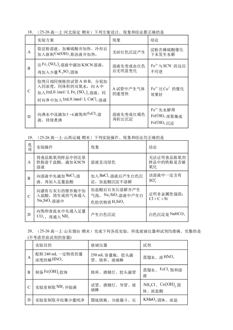 《下学期二轮复习表格型化学实验专题强化练题_高考一二三轮复习_化学_2026年-化学高考二轮复习_72026届高考化学二轮复习高频易错点专题训练》第6页预览