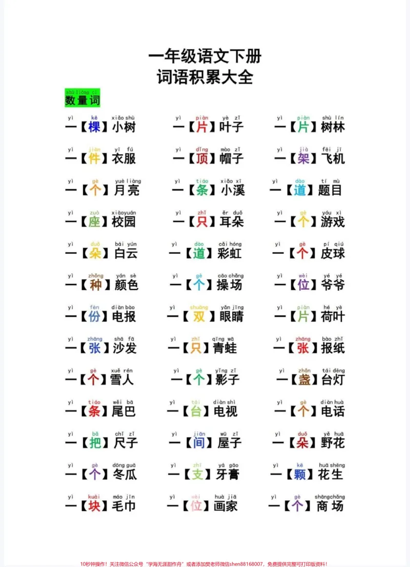 《一年级语文下册词语积累大全。一年级语文下册词语积累大全#一年级#词语积累#一年级语文#知识分享#家长收藏孩子受益》第2页预览
