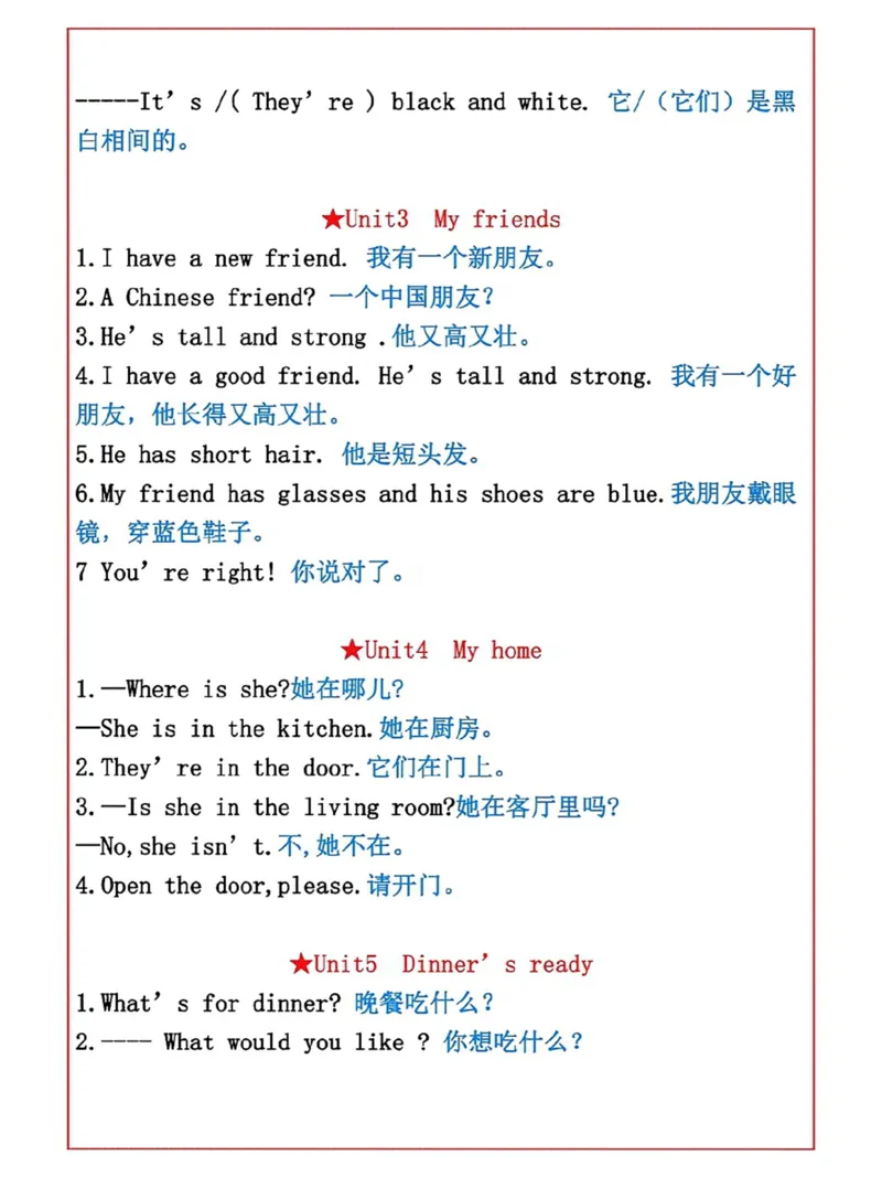 《四（上）英语（人教PEP）重点句子单词归纳_4年级上册同步教辅_4上-英语_四上英语人教PEP资料》第2页预览