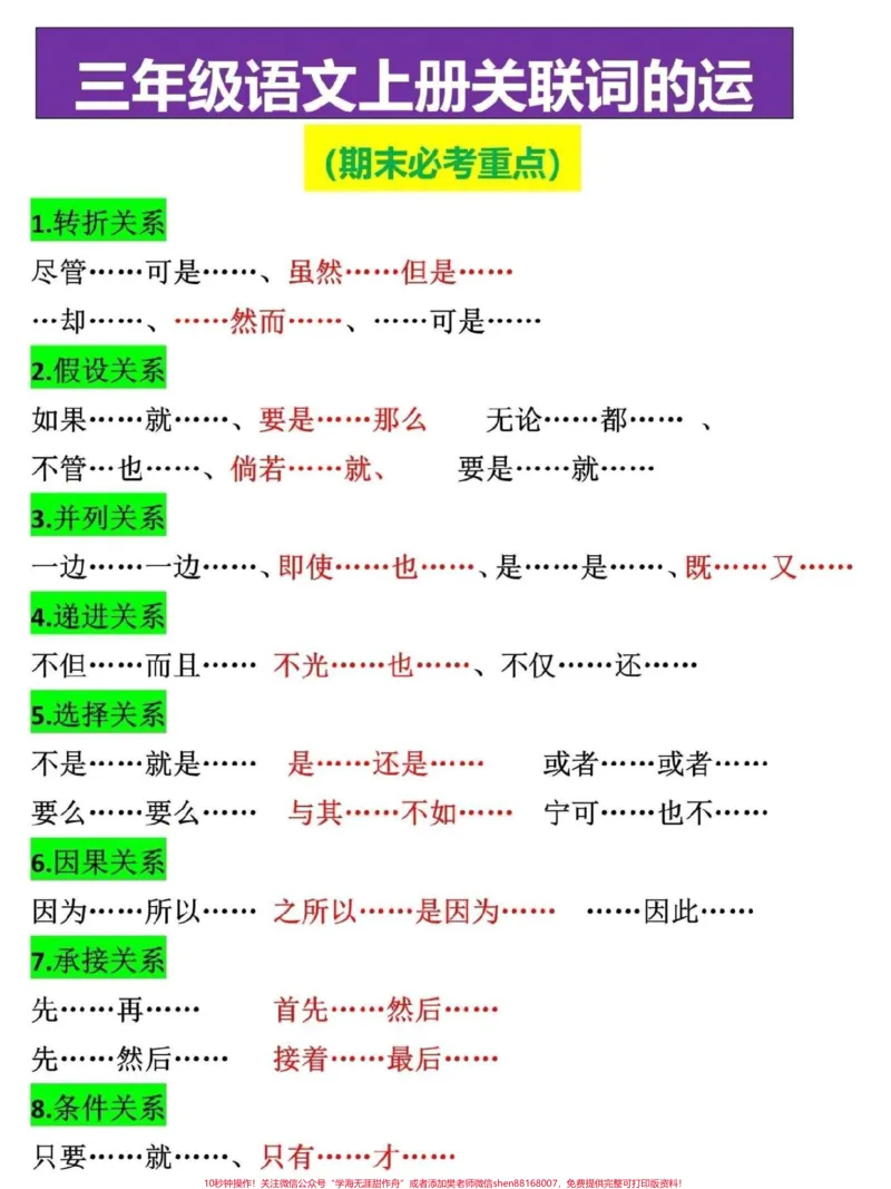 《三年级语文上册期末复习，关键词的运用专题，家长可打印一份给孩子练习#三年级#家长收藏孩子受益#三年级上册#三年级语文重点归纳#三年级语文》第1页预览