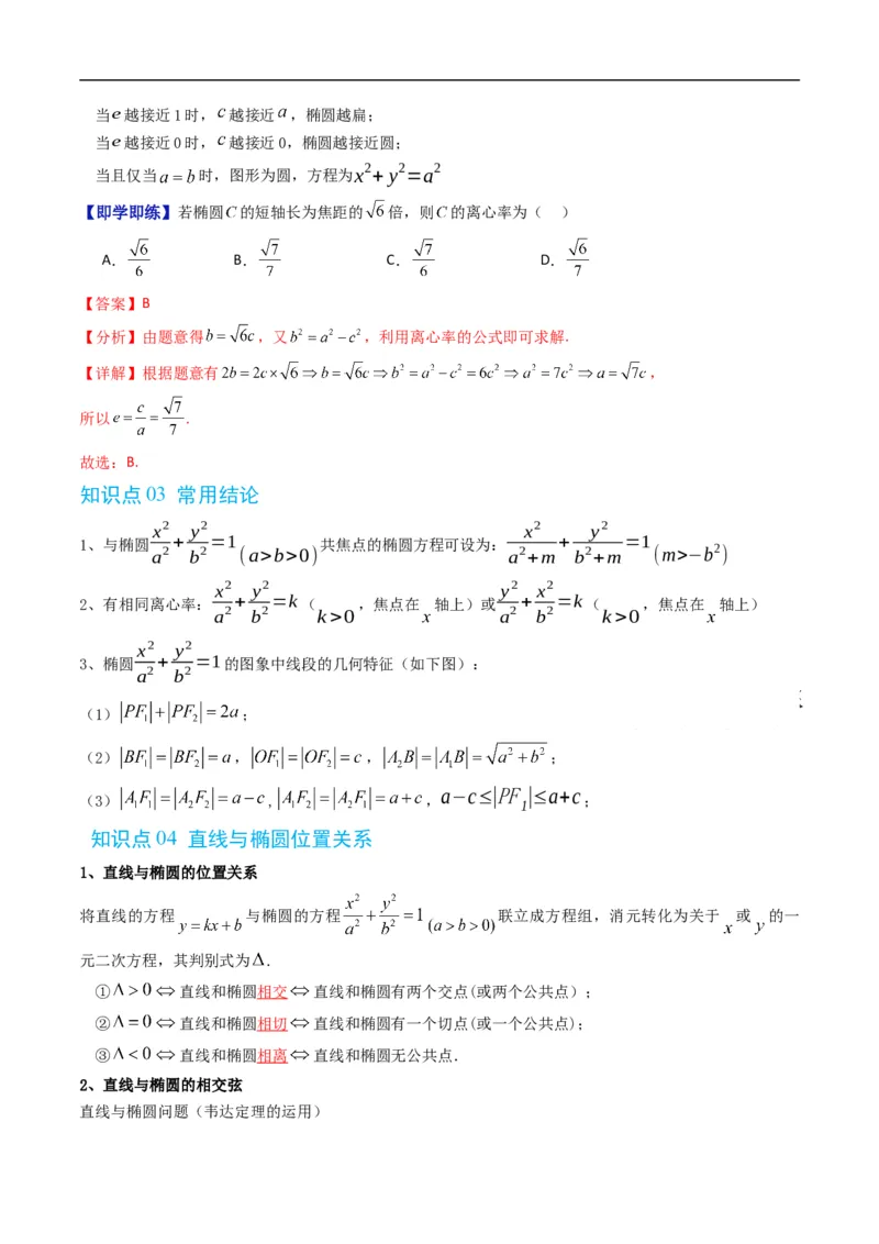 《专题2.12椭圆的几何性质（高效培优讲义）数学人教B版2019选择性必修第一册（解析版）_2027高中必刷题_必刷题2027_2027高一高二必刷题_数学_5.人教B版高中数学讲义选择性必修一_2026版》第3页预览