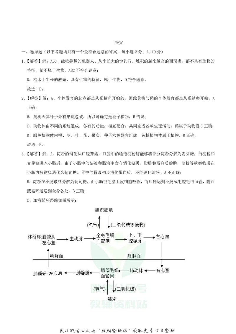 《2020湖南省株洲市中考生物真题及答案_初高中资料库_初中资料库（转存避免链接过期失效）_初中生物》第10页预览