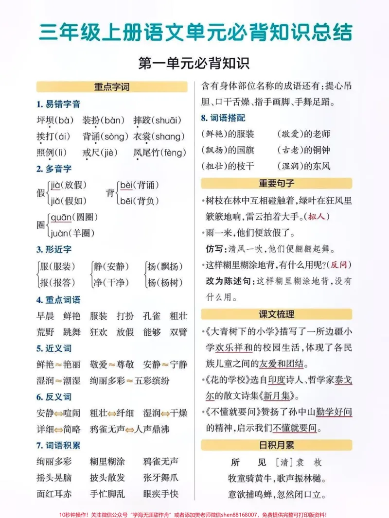 《三年级语文上册必背知识点总结。#关注我持续更新小学知识#知识点总结#小学语文#三年级语文上册#小学语文必考知识点盘点@qunju888.com小助手@qunju888.com创作者中心@qunju888.com热点宝@qunju888.com来客官方助推官》第1页预览