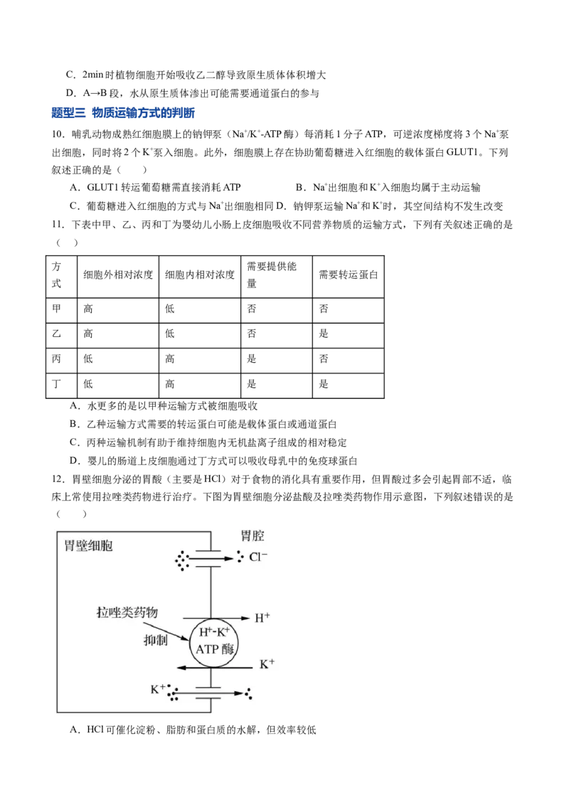 《第07讲物质运输（专项训练）（黑吉辽蒙专用）（学生版）_高考一二三轮复习_生物_2026年高考生物一轮_2026年高考生物一轮课件+讲义+练习（黑吉辽蒙专用）-G330》第4页预览