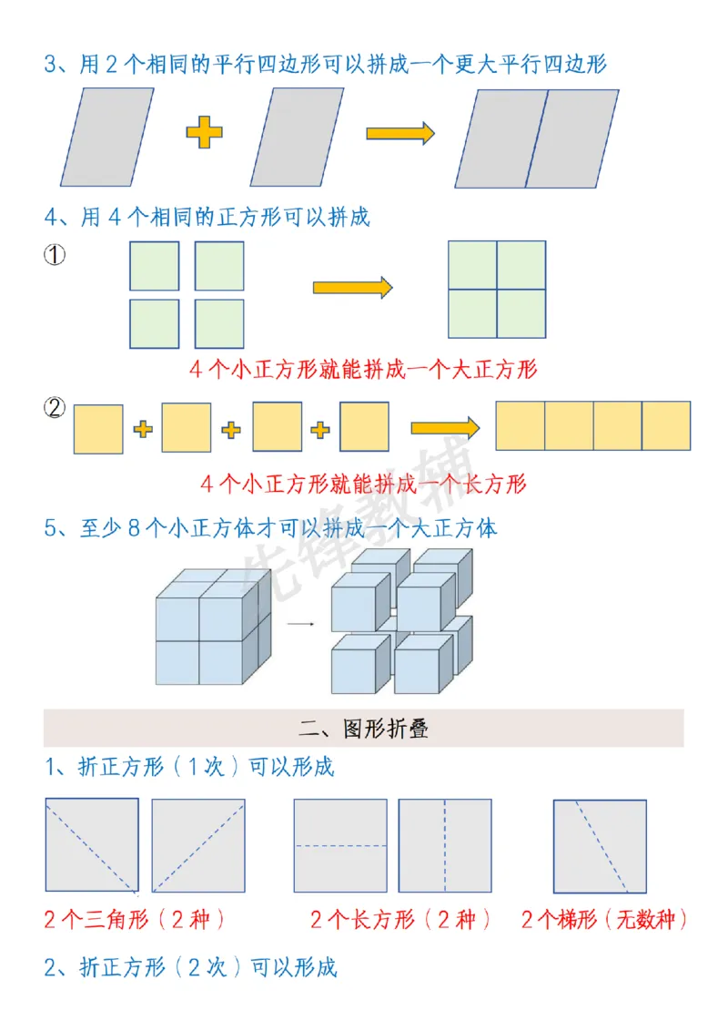 《新一年级下册数学图形拼接折叠归纳总结练习题SY_1年级下册同步教辅_1下-数学_一下数学-通用练习题》第2页预览