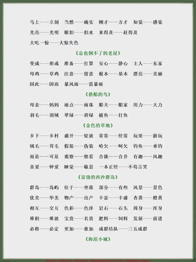 《二升三暑假预习近义词和反义词汇总。二升三暑假预习近义词和反义词,有完整电子版分享,家长可以打印出来提前给孩子预习,都是考试知识点#二升三#学霸秘籍#语文#知识点总结#暑假充电计划》第2页预览