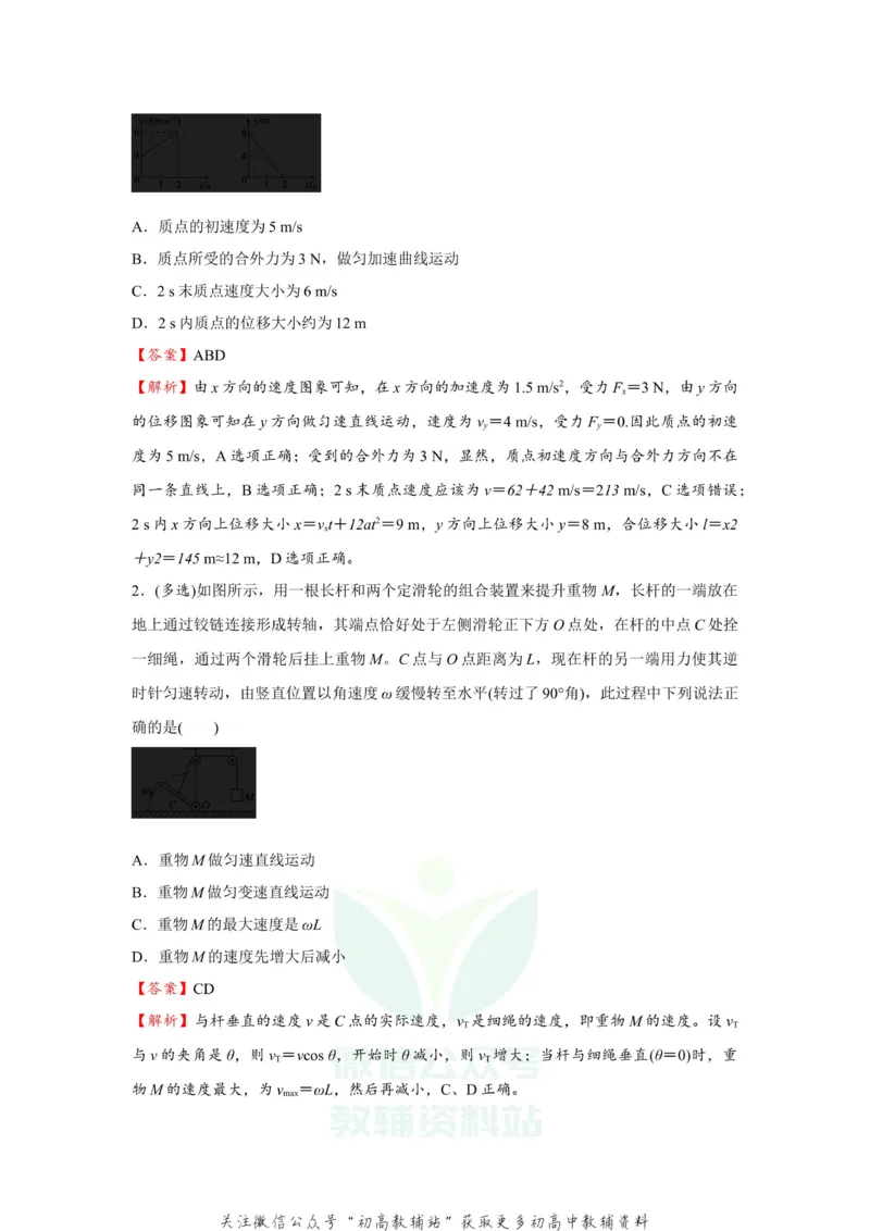 《2021届（新高考）高三全科专题练习系列Ⅰ：5曲线运动_高三全科专题练习系列_物理》第3页预览