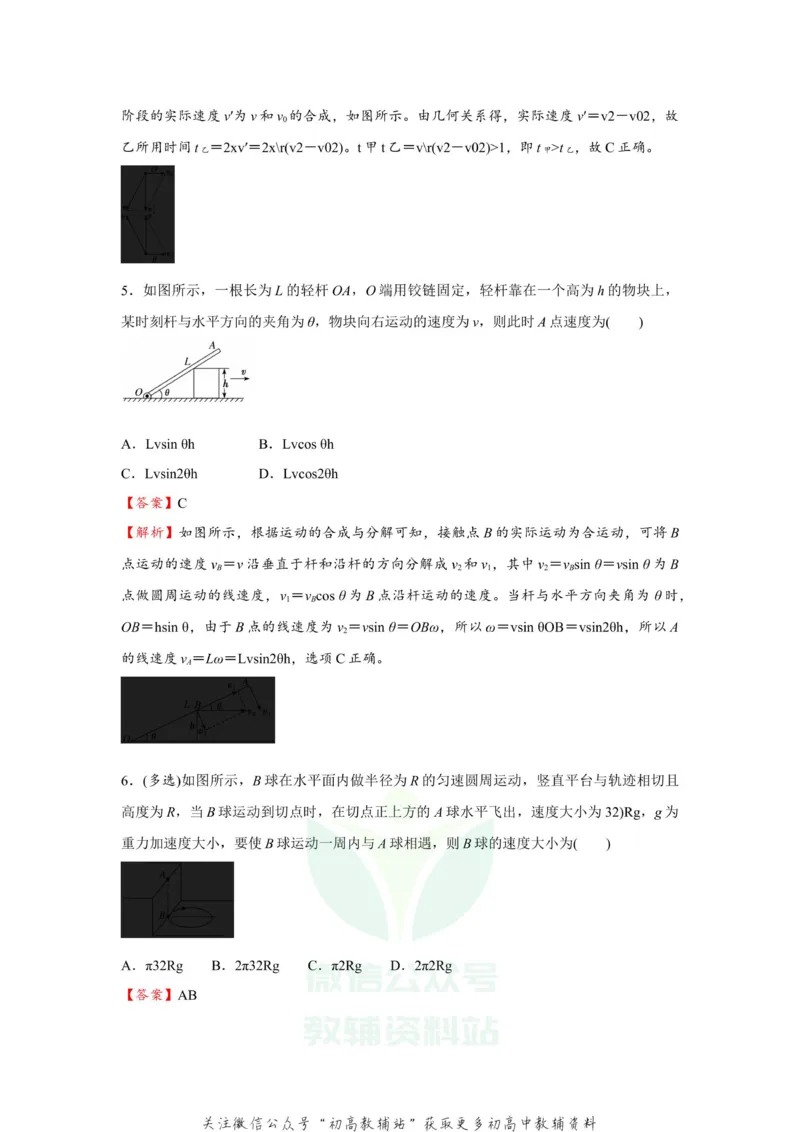 《2021届（新高考）高三全科专题练习系列Ⅰ：5曲线运动_高三全科专题练习系列_物理》第5页预览
