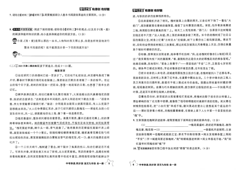 《九上阅读训练A3_2026秋初中教辅合集_2027学习之星_2027《学习之星•同步测》9全语文》第5页预览