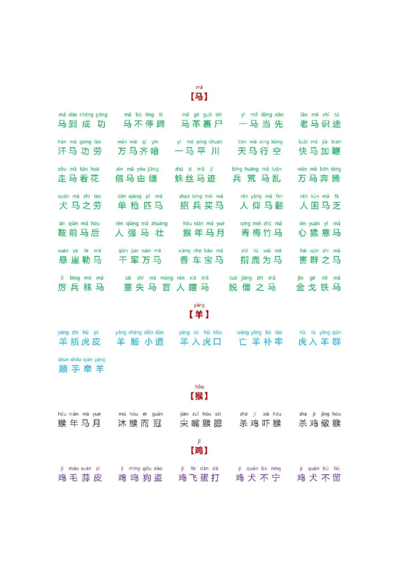 《小学生必备成语大全拼音版(数字、颜色、叠字)_2年级上册同步教辅_2上-语文_二上语文-生字+字帖》第5页预览
