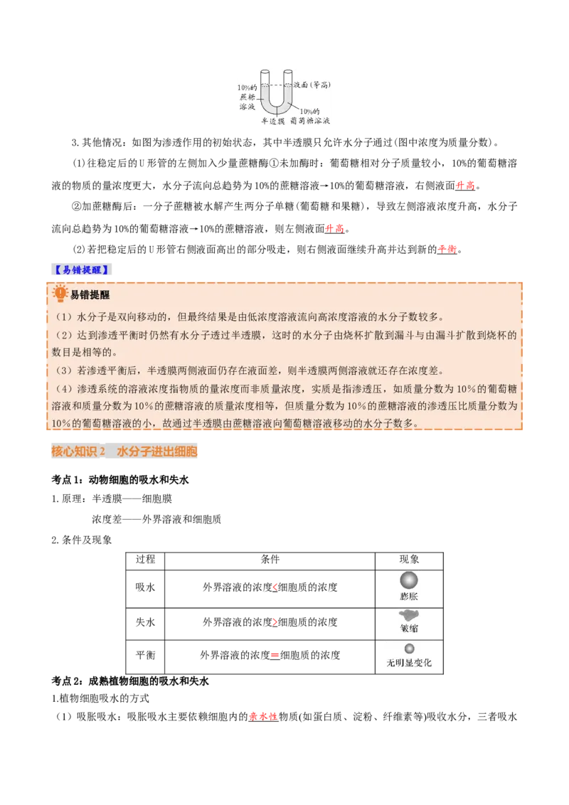 《第07讲物质运输（教师版）_高考一二三轮复习_生物_2027年高考生物一轮_2027年高考生物一轮课件+讲义+练习（黑吉辽蒙专用）-G330_2027版》第5页预览