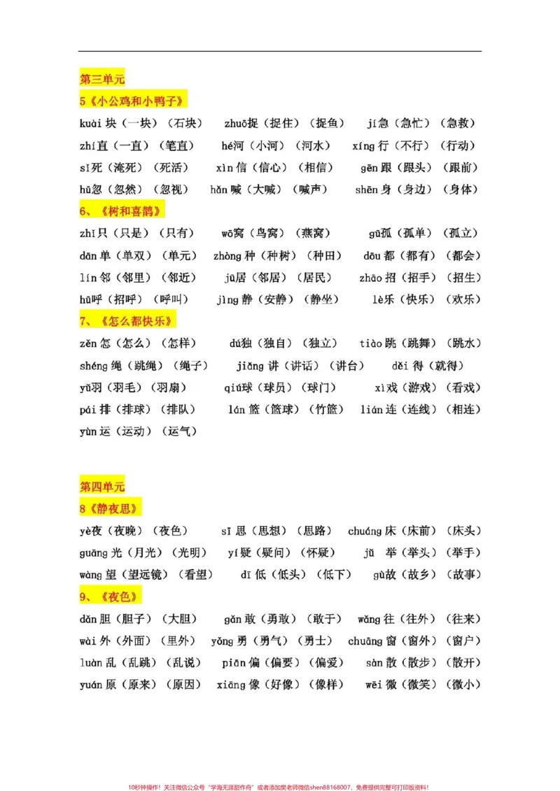 《一年级语文下册,二类字词卡。一年级下册必会#一年级语文》第3页预览