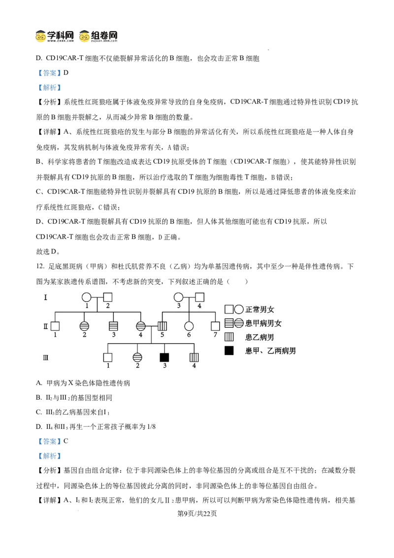 《2025高考四川卷生物真题试卷(解析版)(1)_高考一二三轮复习_生物_2027年高考生物专项_2008年-2026年生物高考真题-G427_2025年高考_2025年高考四川卷生物高考真题解析(参考版)》第9页预览
